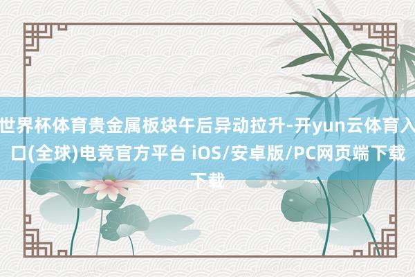 世界杯体育贵金属板块午后异动拉升-开yun云体育入口(全球)电竞官方平台 iOS/安卓版/PC网页端下载